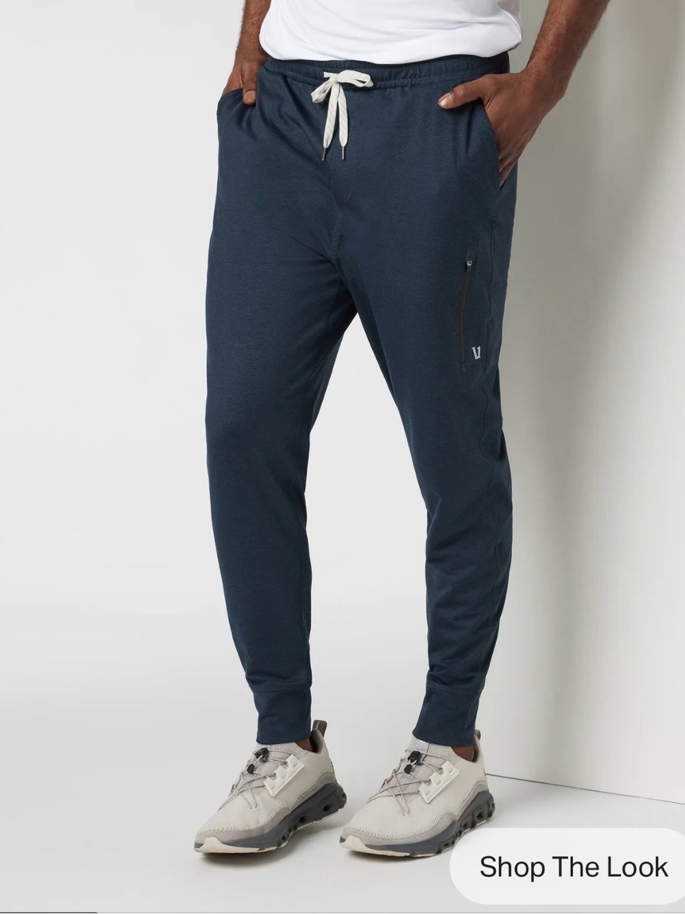 Vuori Sunday Performance Joggers Ink Heather Green Zip Pockets Drawcord Sz S NEW